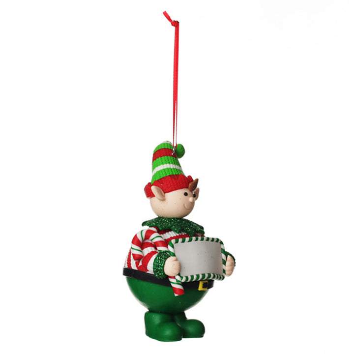 Personalised Boy Elf with Candy Cane Christmas right side