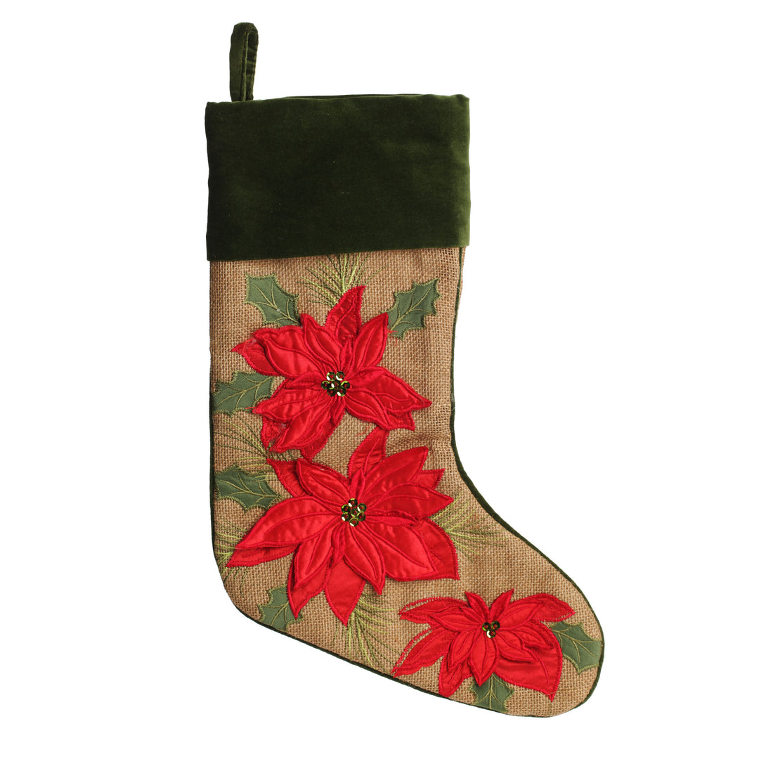 Red Motif Burlap Christmas Stocking Bundle