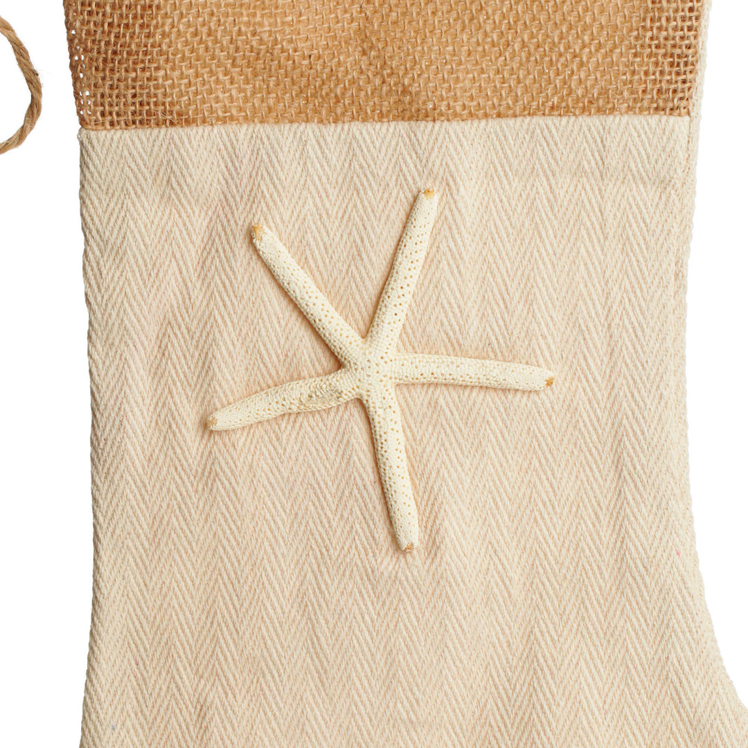Personalised Burlap Starfish Christmas Stocking - Starfish detail