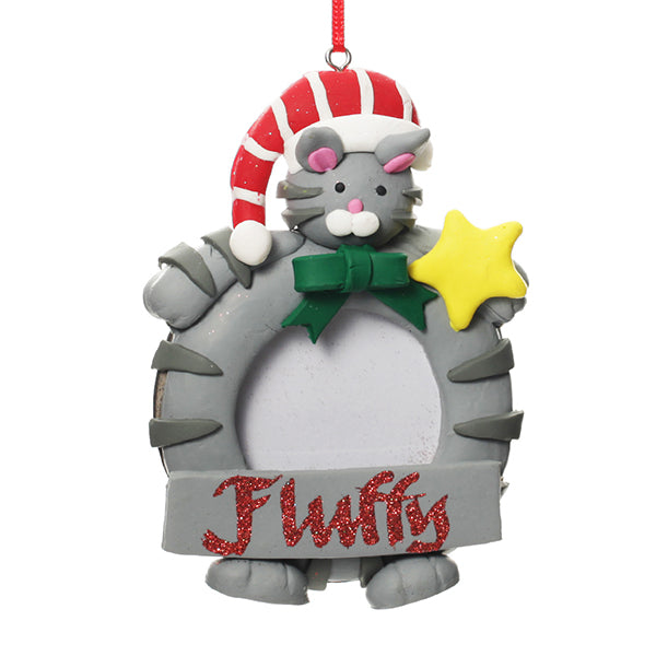 Personalised Christmas Cat Photo Frame Decoration