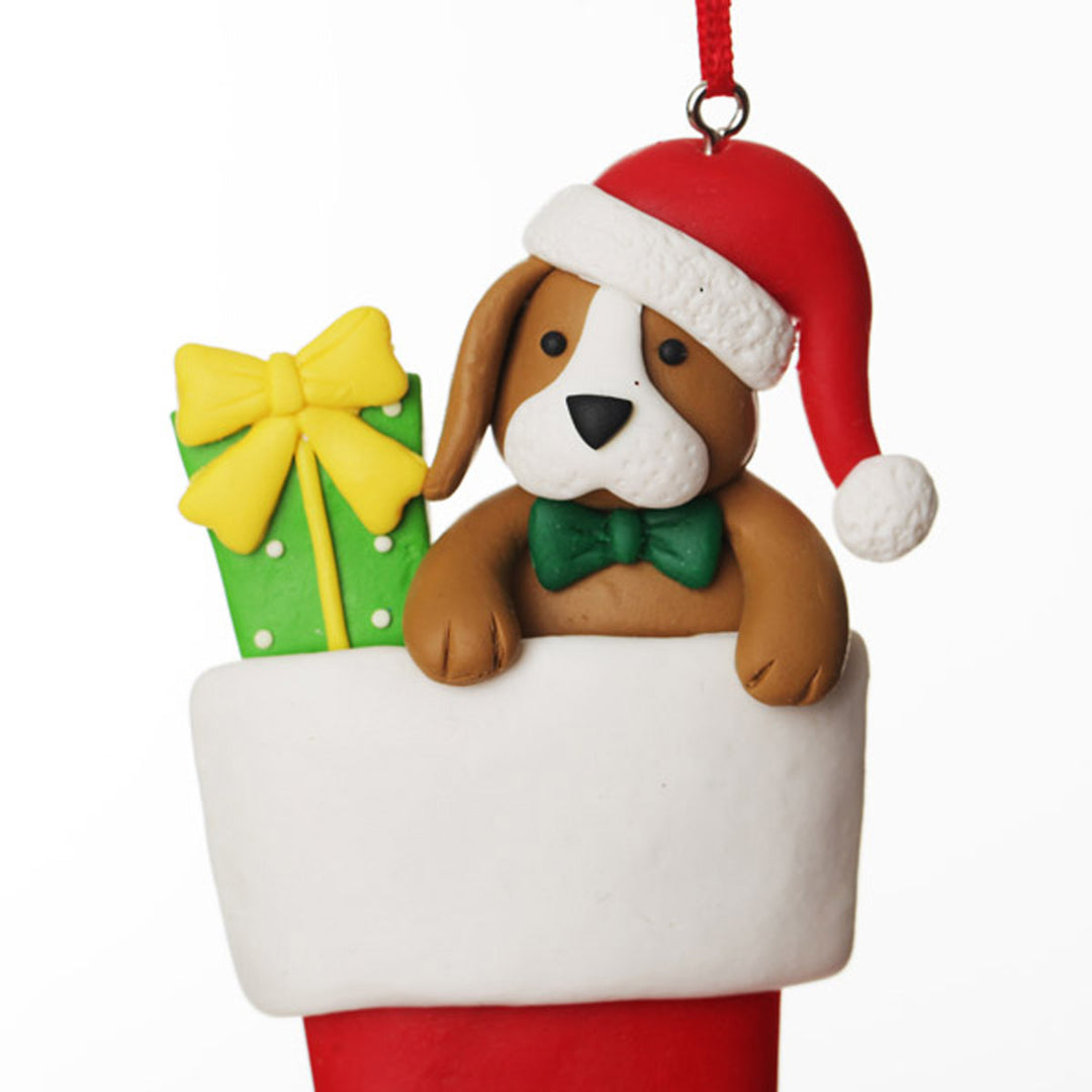 Personalised Dog in Santa Boot Christmas Decoration