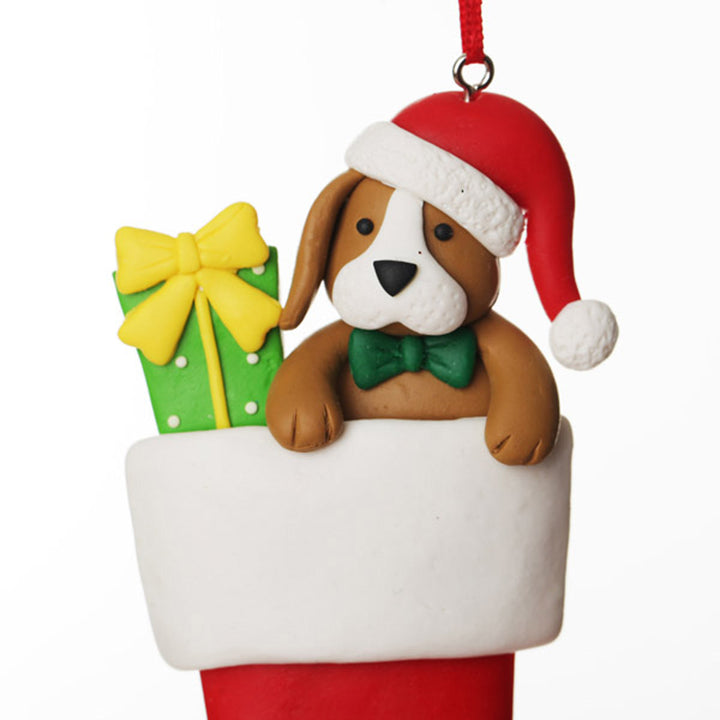 Personalised Dog in Santa Boot Christmas Decoration