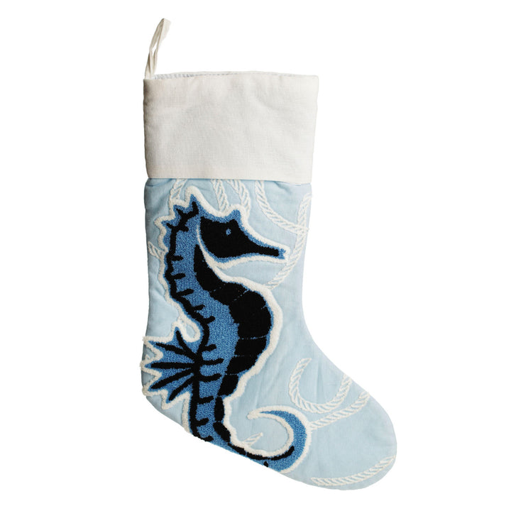 Personalised Coastal Seahorse Christmas Stocking - No writing