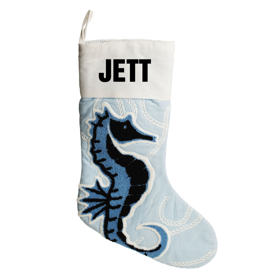 Personalised Coastal Seahorse Christmas Stocking