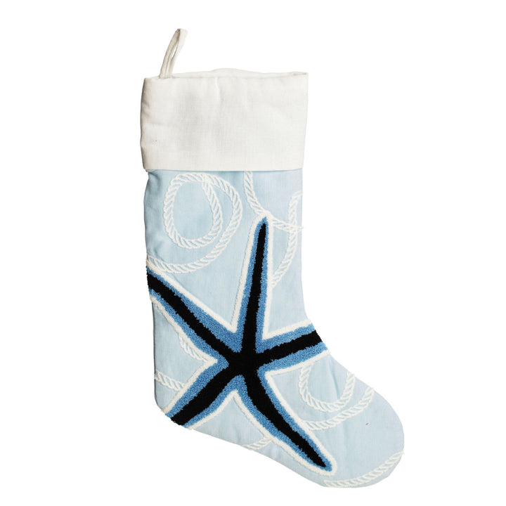 Personalised Coastal Starfish Christmas Stocking - No writing