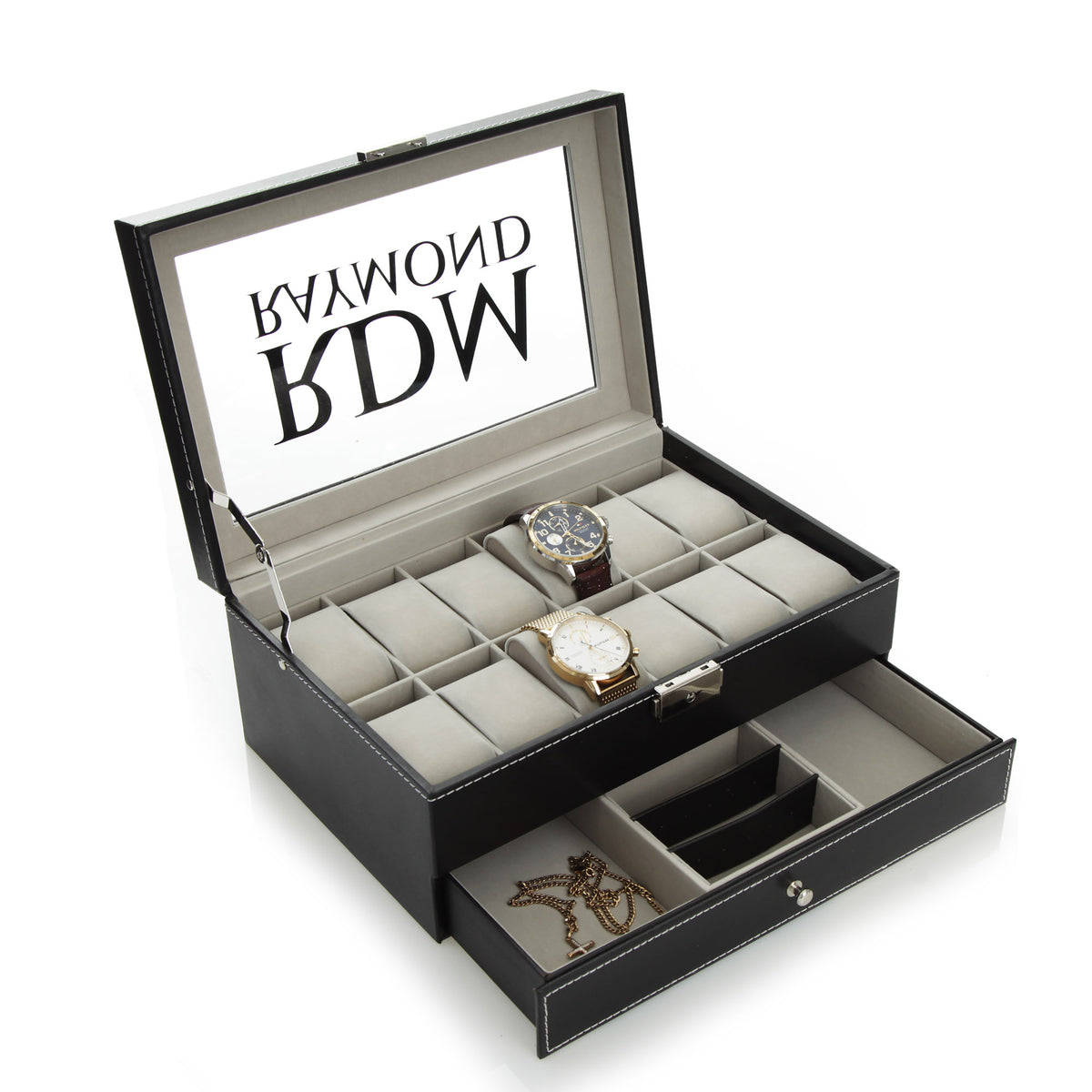 Personalised Deluxe Watch Box - with Jewellery Drawer