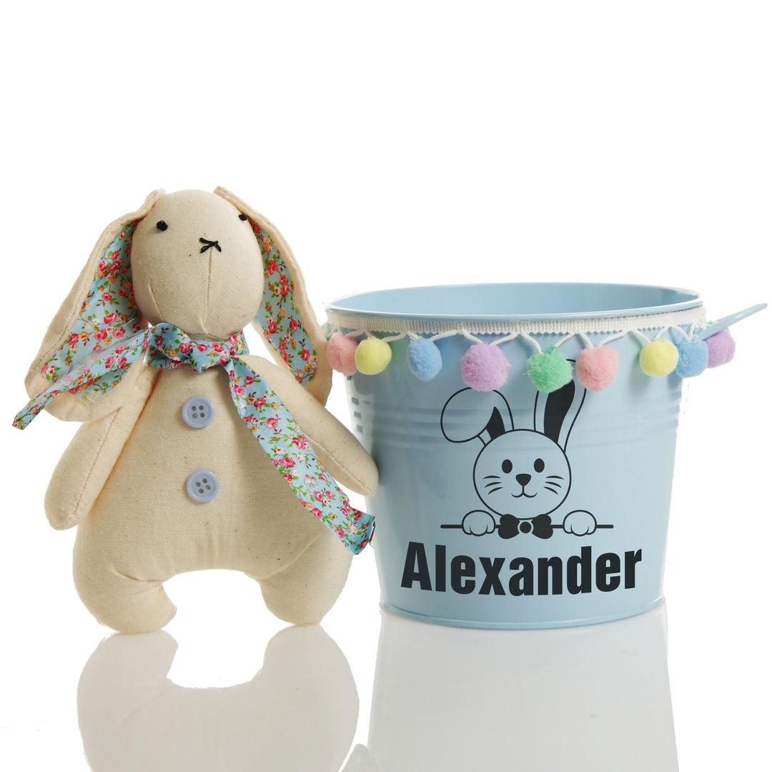 Personalised Easter Hamper Bucket - Bow Tie Bunny
