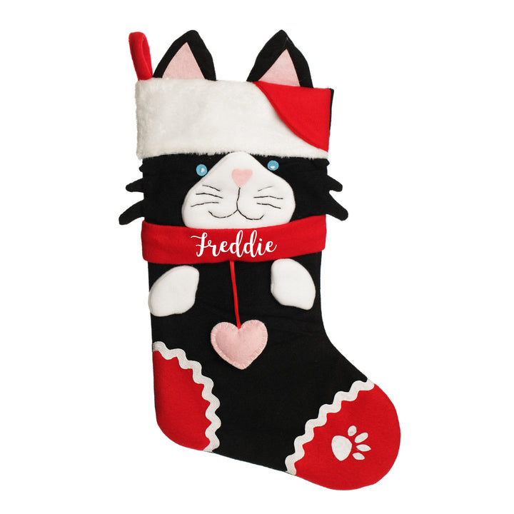 Personalised Fun Black Cat Christmas Stocking