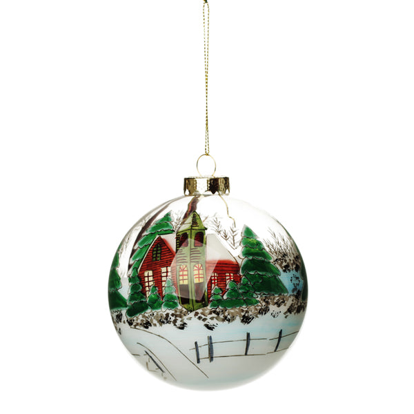 Personalised Inside Painted Church Christmas Bauble