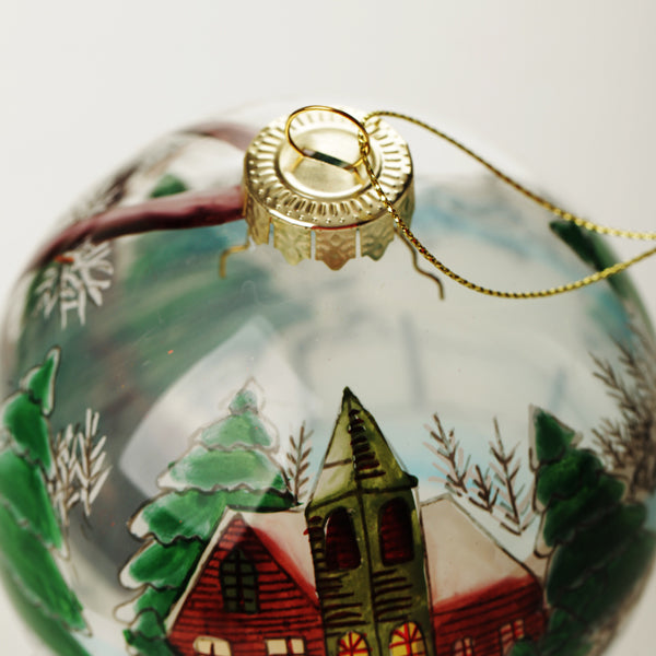 Personalised Inside Painted Church Christmas Bauble Top Detail