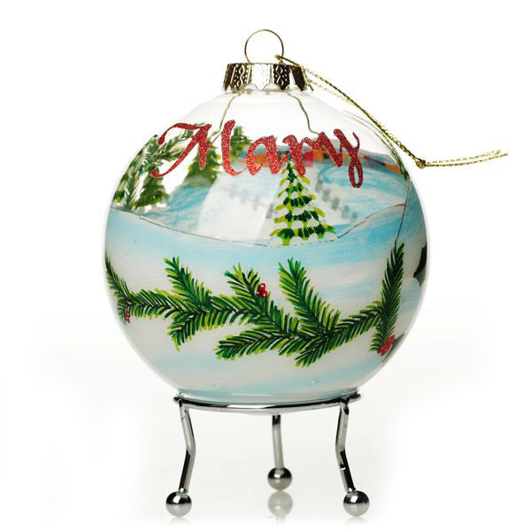 Inside Painted Poinsettia House Christmas Bauble