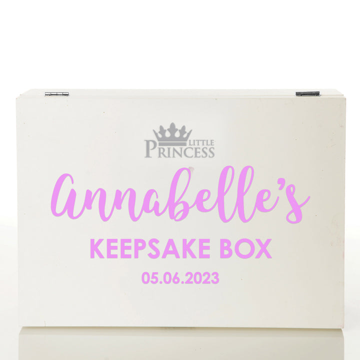 Personalised Little Princess White Wood Keepsake Box