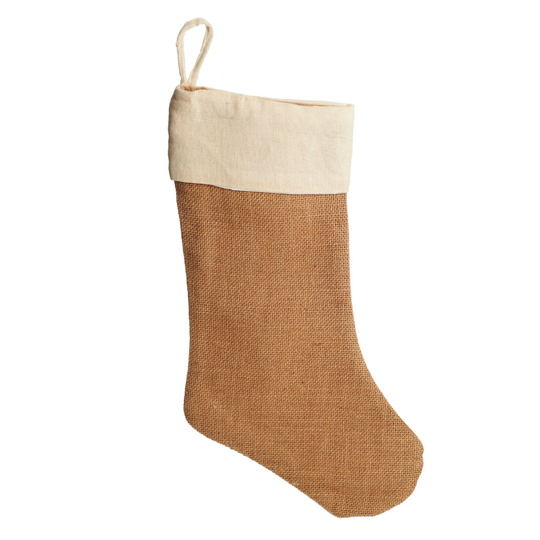 Personalised Plain Burlap Christmas Stocking - No writing