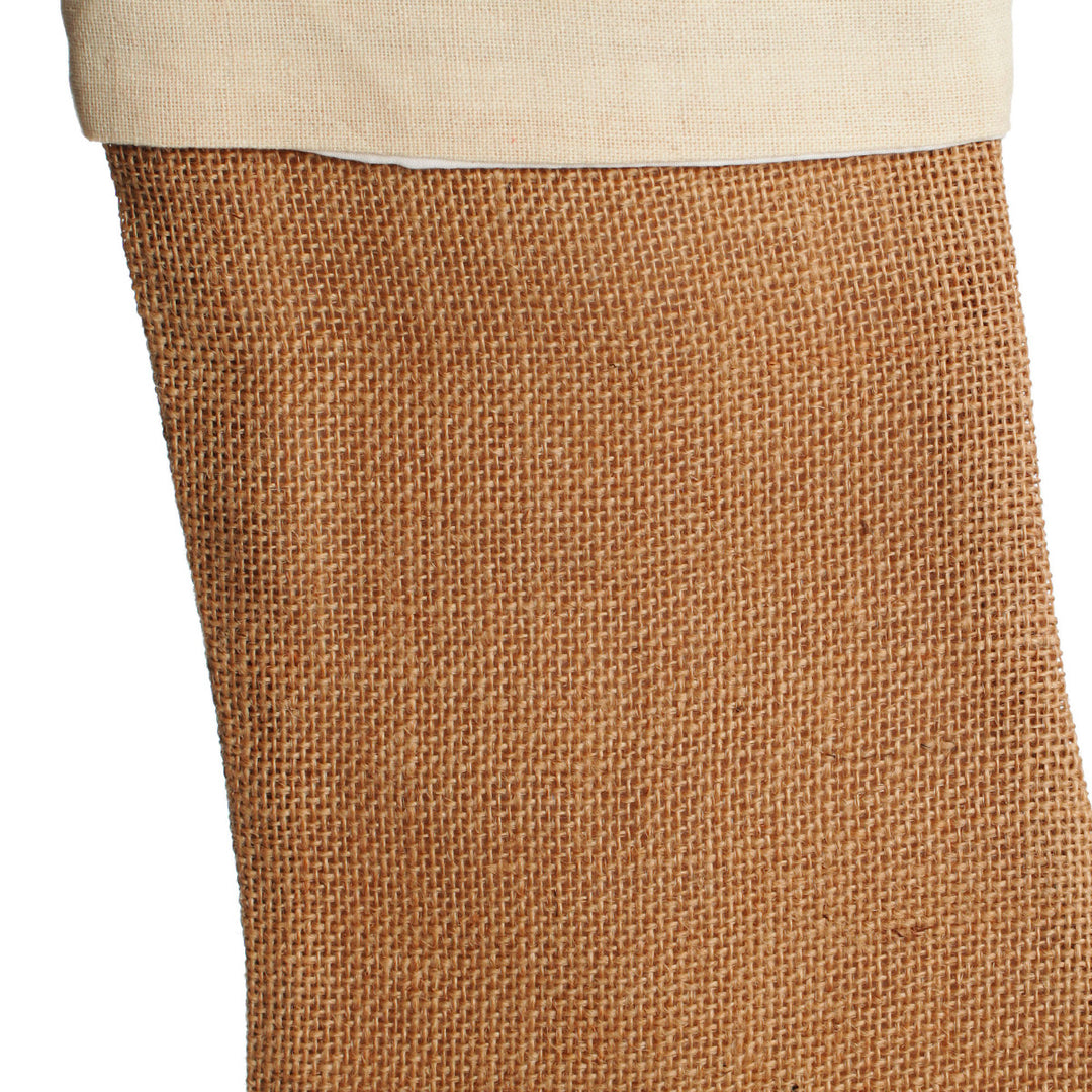 Personalised Plain Burlap Christmas Stocking - Zoom in