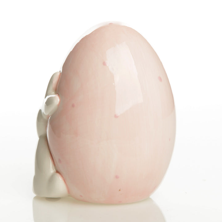 Personalised Easter Porcelain Baby Bunny on Pink Egg