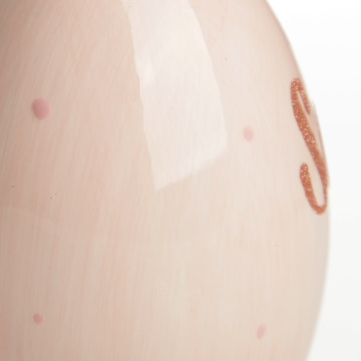 Personalised Easter Porcelain Baby Bunny on Pink Egg