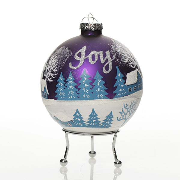 Blue Winter Church Christmas Bauble with writing