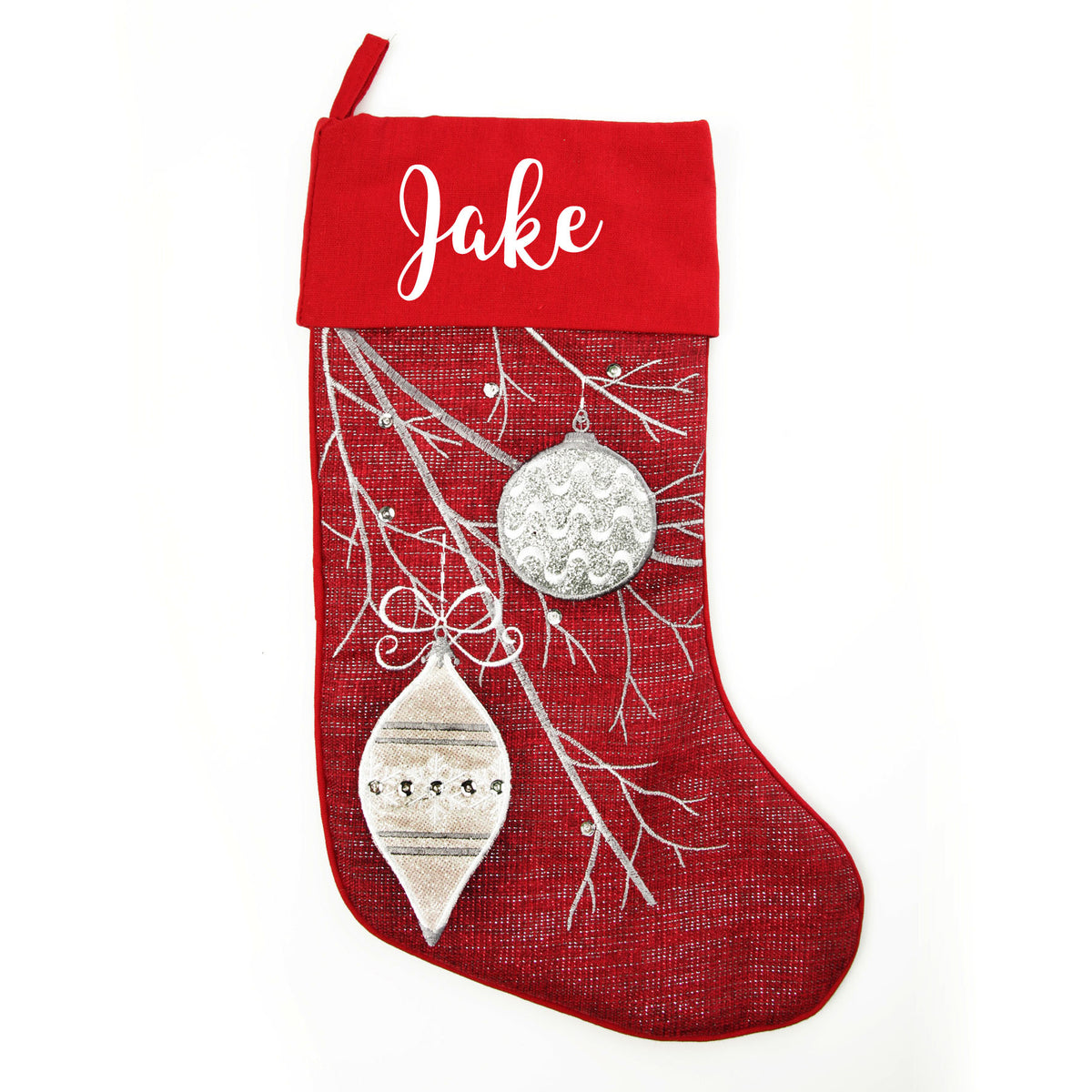 Personalised Red Bauble Christmas Stocking