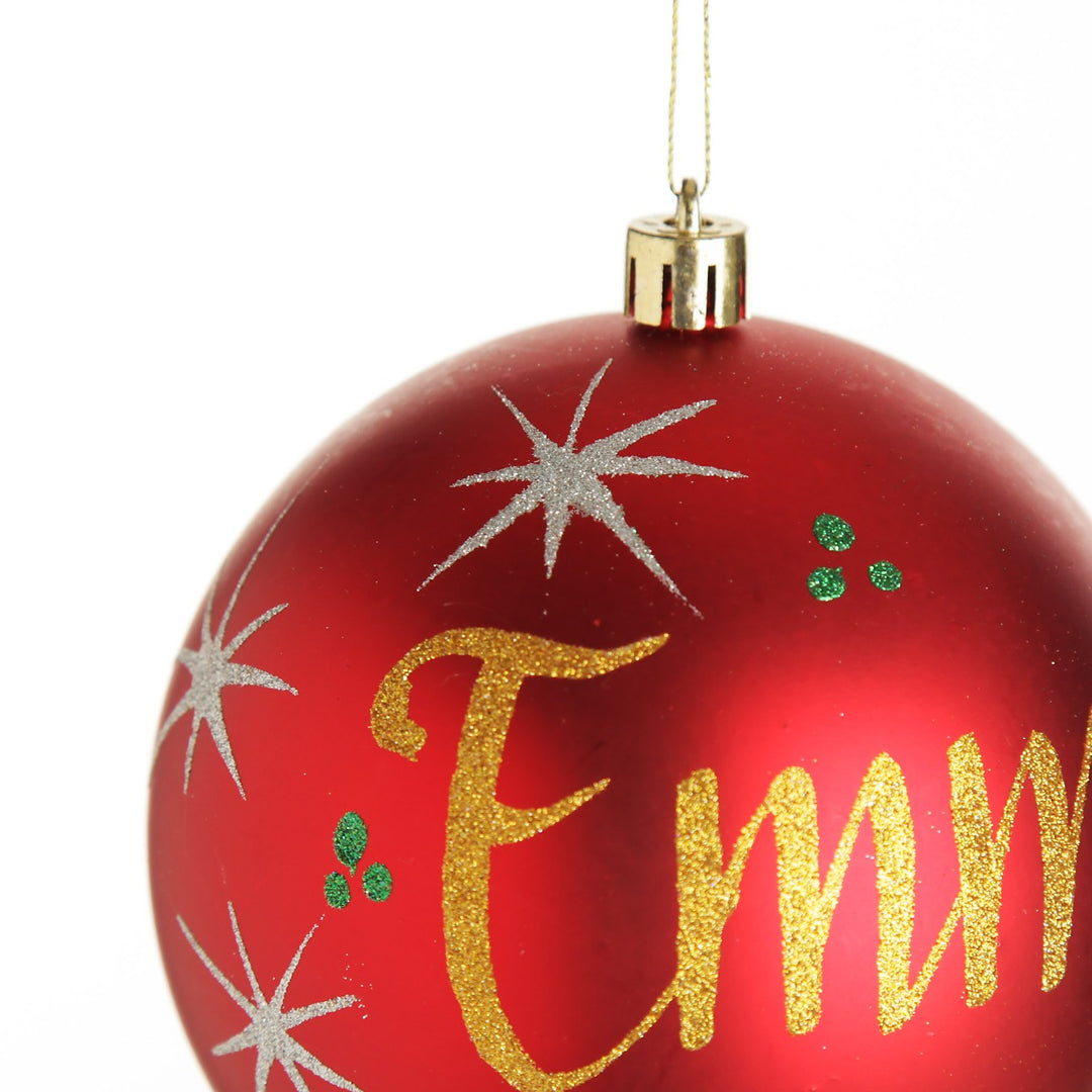 Personalised Red Shatterproof Christmas Bauble - Detail