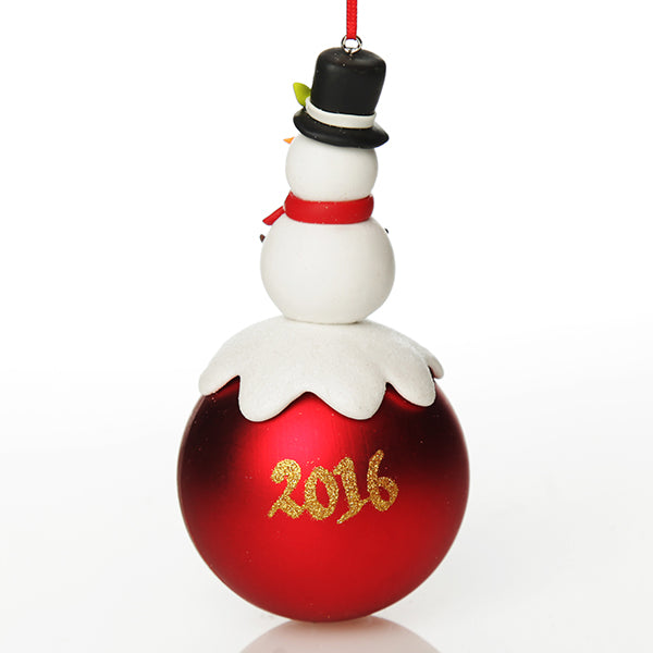Personalised Red Snowman Christmas Character Bauble Back