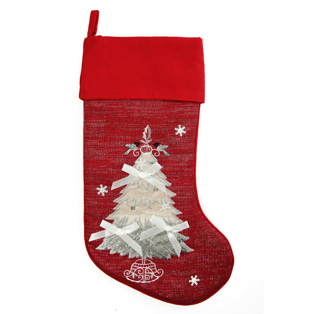 Personalised Red Tree Christmas Stocking