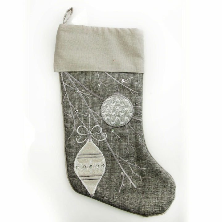 Personalised Silver Bauble Christmas Stocking No writing