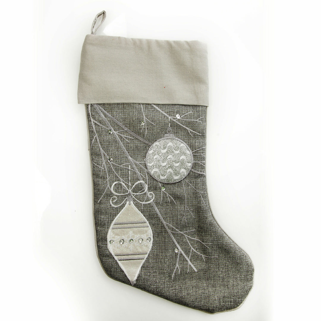 Personalised Silver Bauble Christmas Stocking