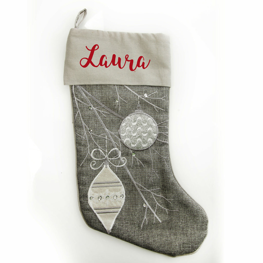 Personalised Silver Bauble Christmas Stocking