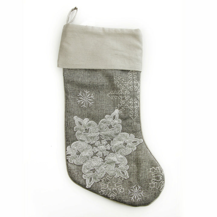 Personalised Silver Snowflake Christmas Stocking
