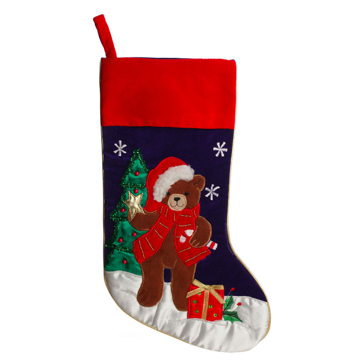 Personalised Teddy Bear Christmas Stocking - No writing
