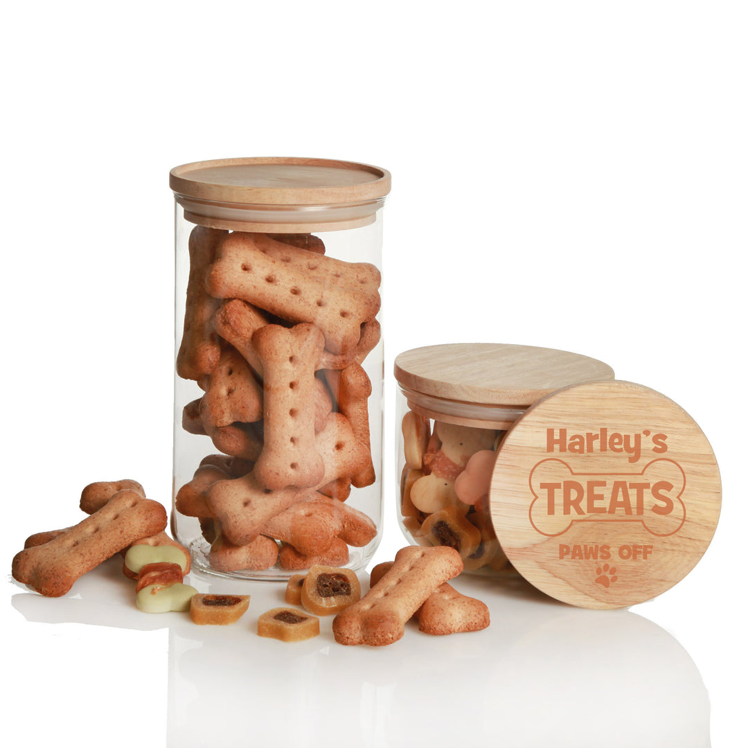 Personalised Treat Jar with Wooden Lid - Pet Treats