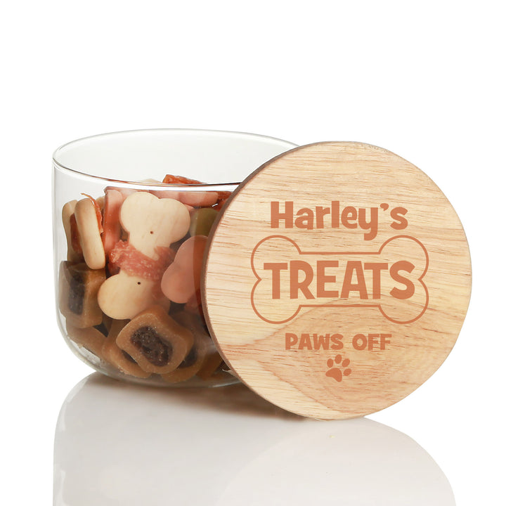 Personalised Treat Jar with Wooden Lid - Pet Treats - Small