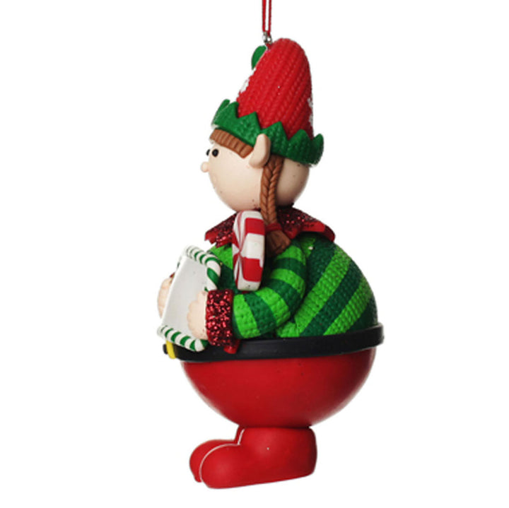 Personalised Girl Elf with Lollipop Christmas Ornament