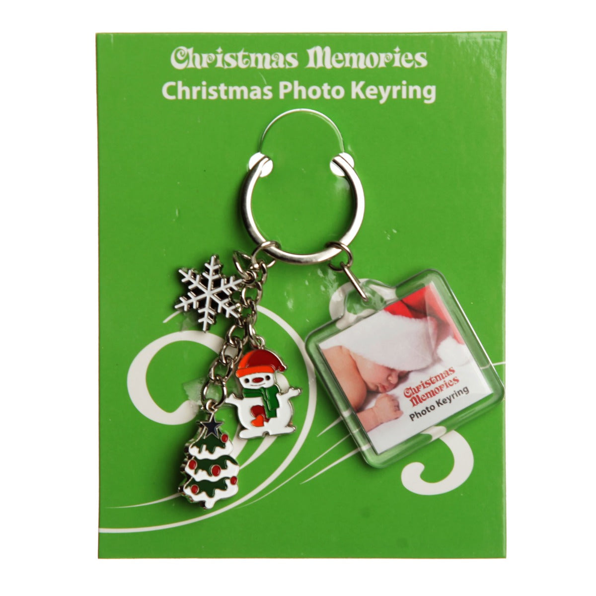 Acrylic Photo Keyring With Snowflake Charm