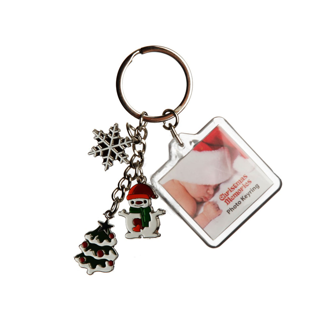 Acrylic Photo Keyring With Snowflake Charm