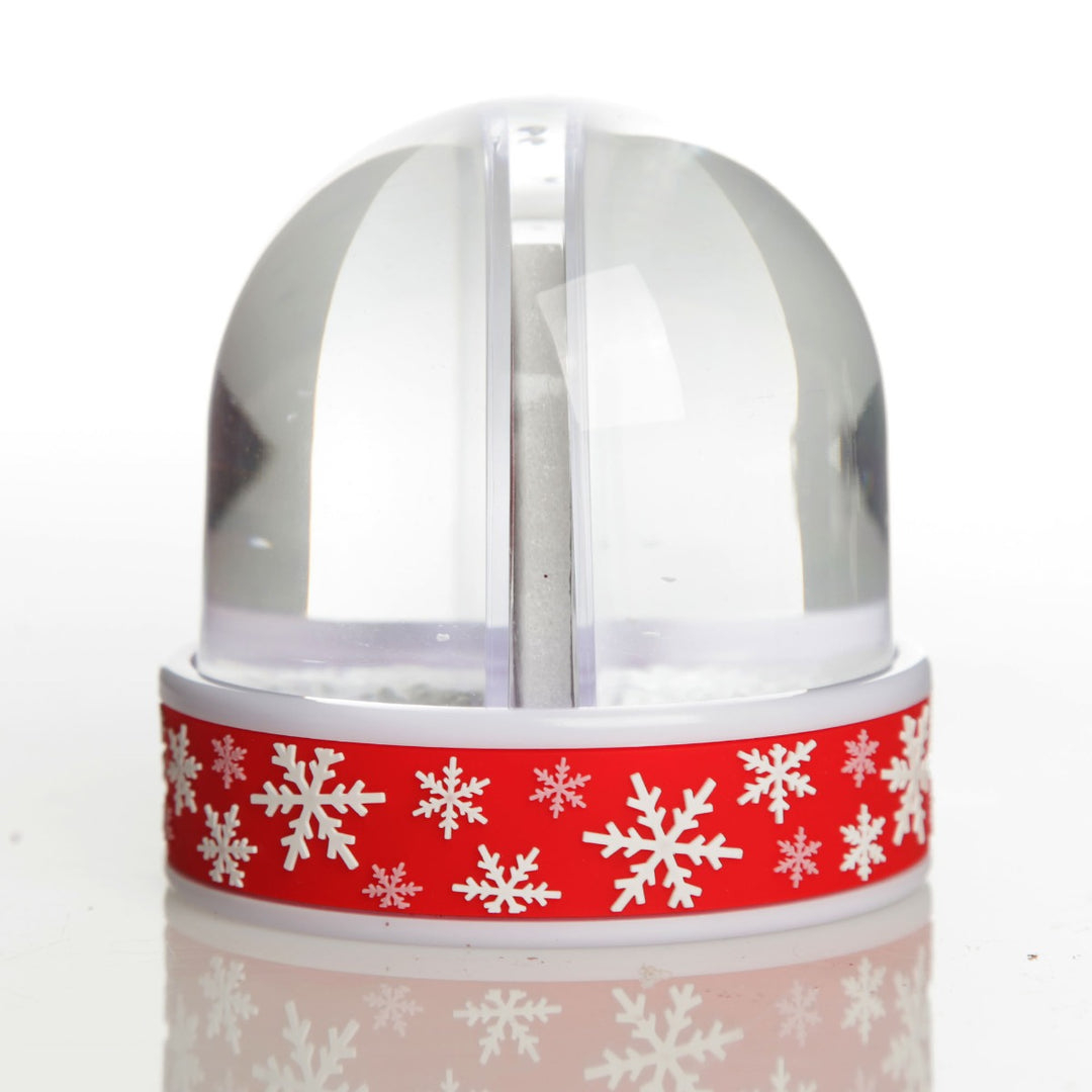 Photo Snow Dome - Red Snowflakes Side Angle