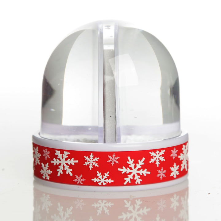 Photo Snow Dome - Red Snowflakes Side Angle