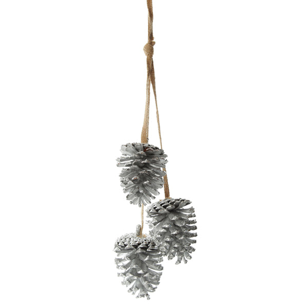 Silver Pine Cone Drop Trio