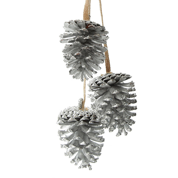 Silver Pine Cone Drop Trio