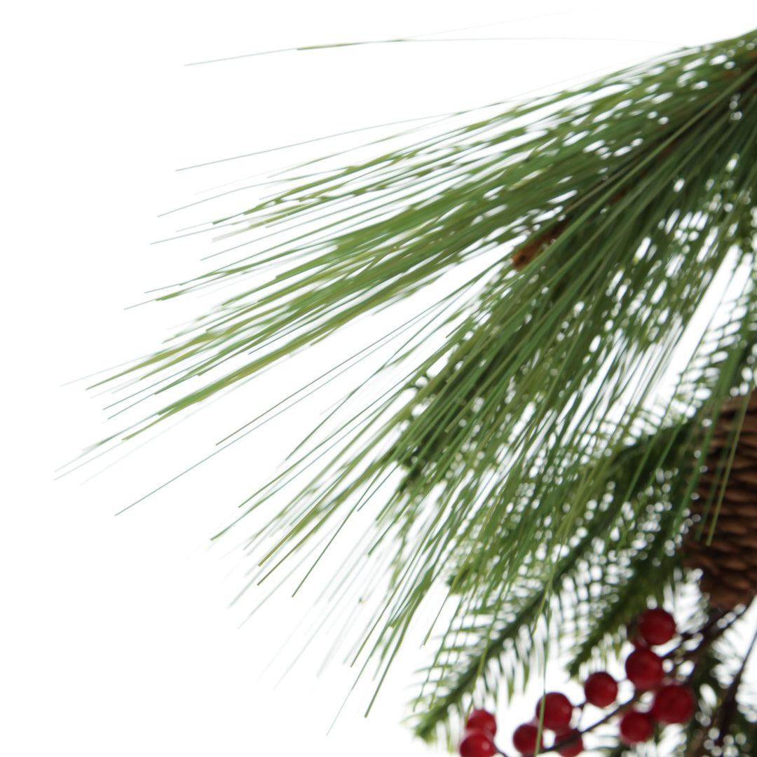 Pinecone and Red Berry Mixed Leaf Christmas Spray