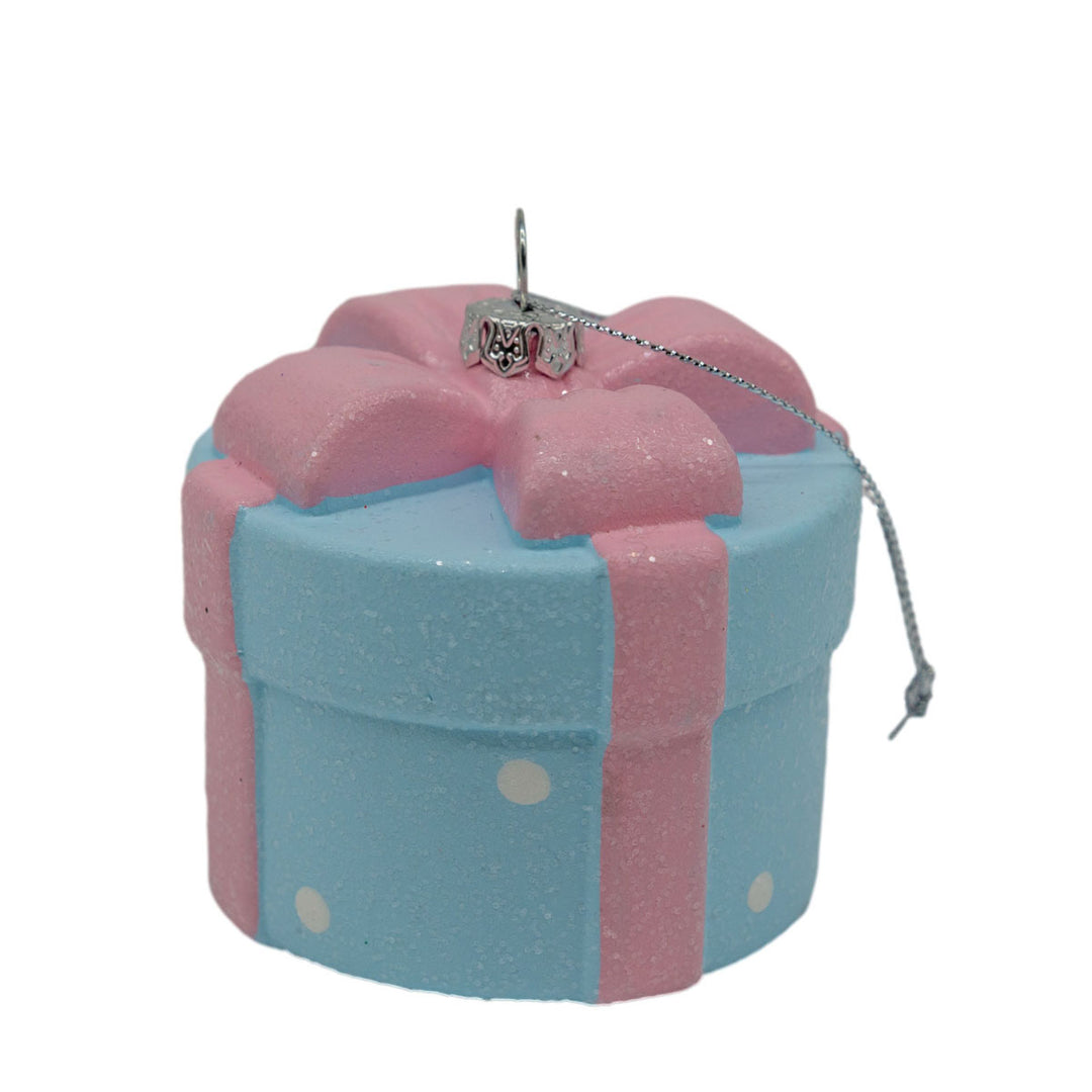 Pink and Blue Candy Dot Gift Box Ornament