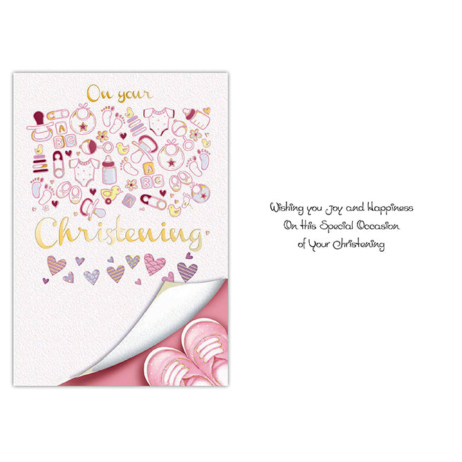 Pink Baby Christening Card
