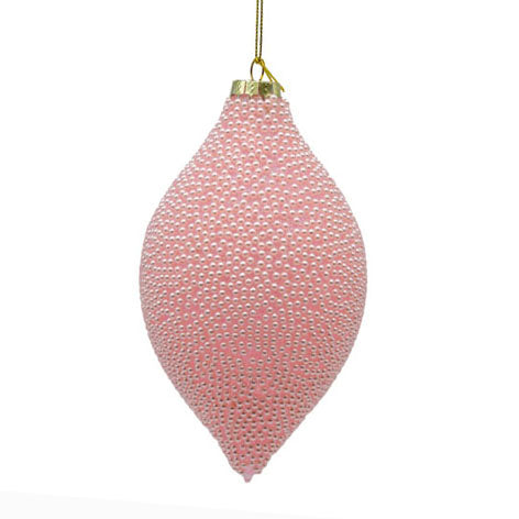 Pink Beaded Glass Drop Decoration