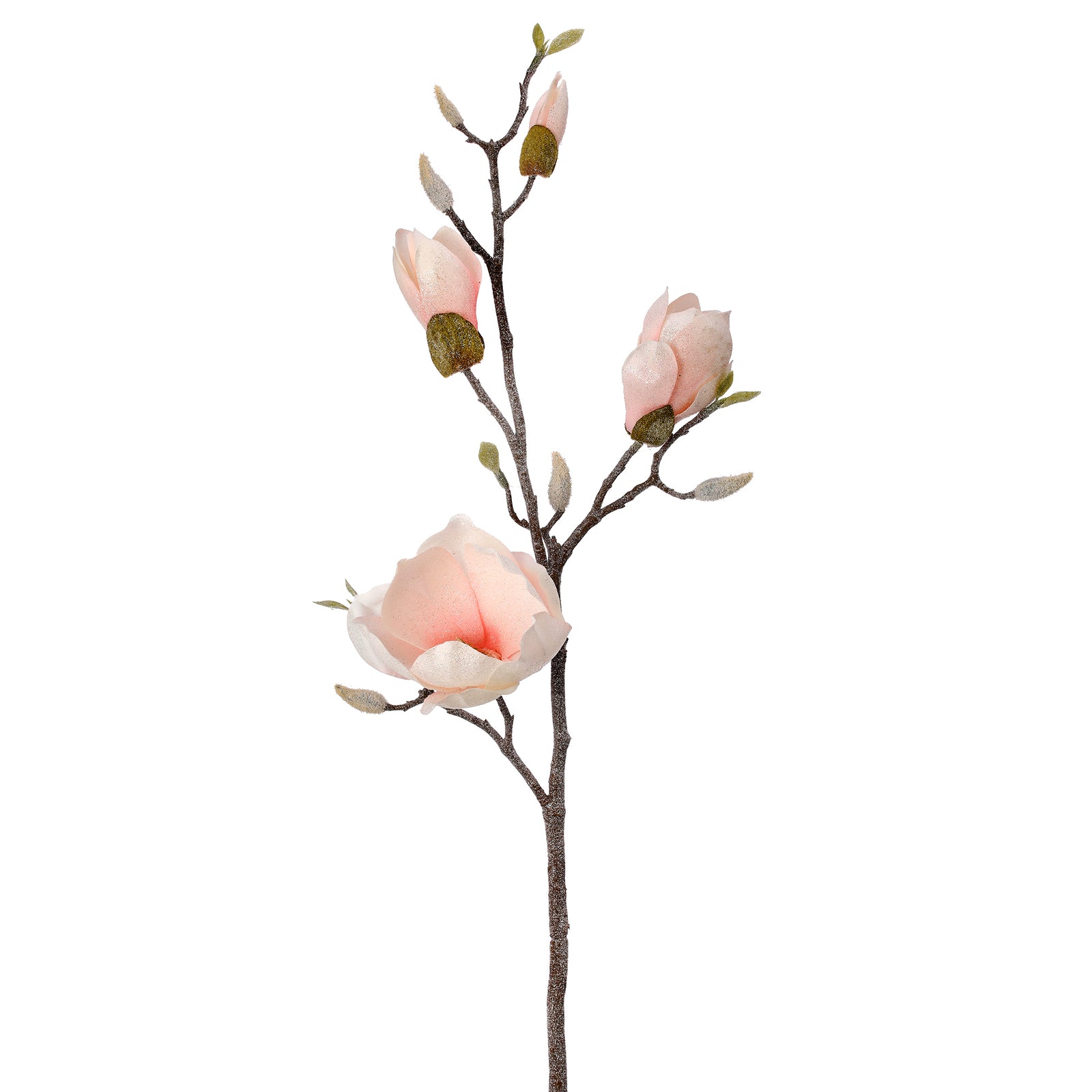Pink Blush Frosted Magnolia Branch Spray