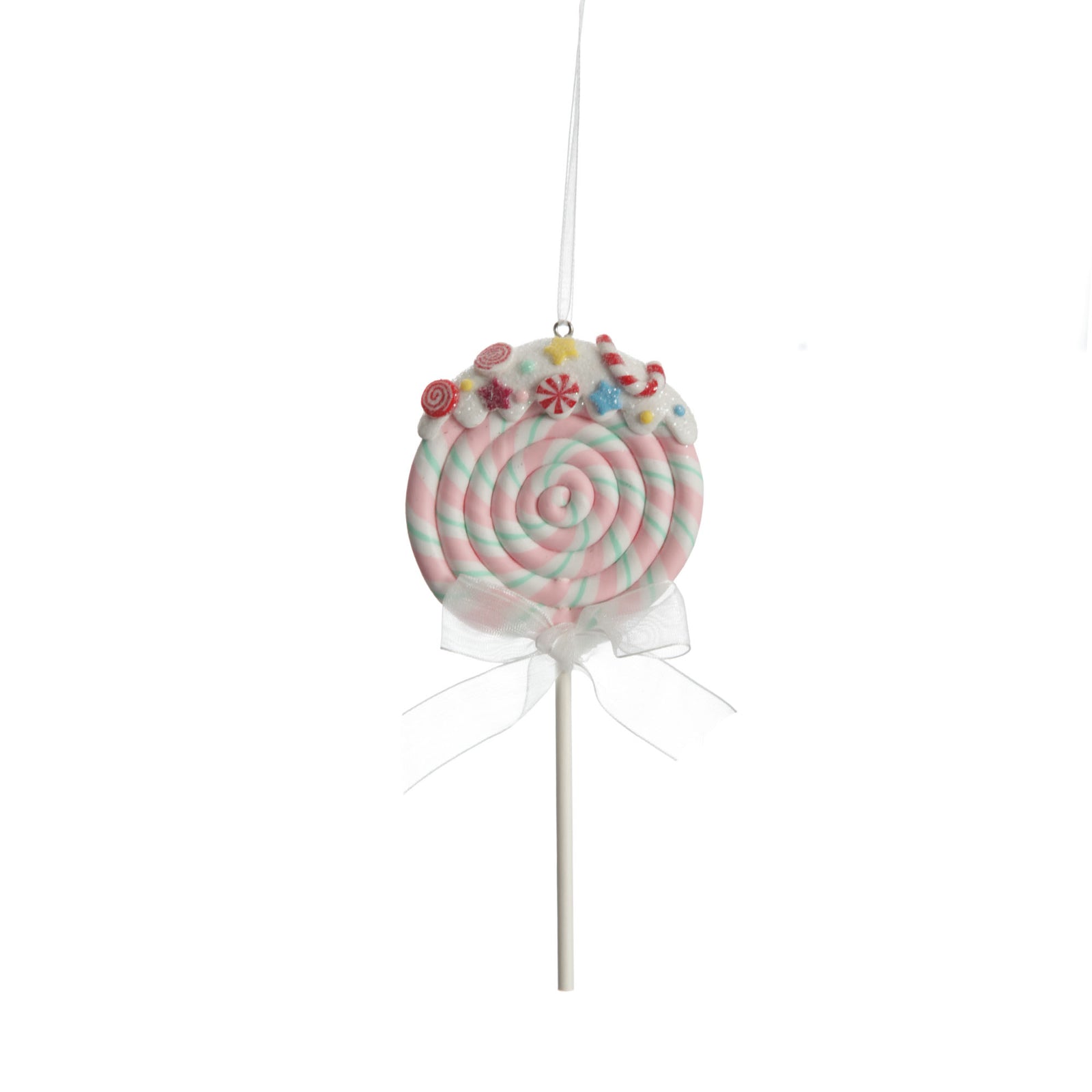 Pink Candy Swirl Lollipop Christmas Tree Decoration