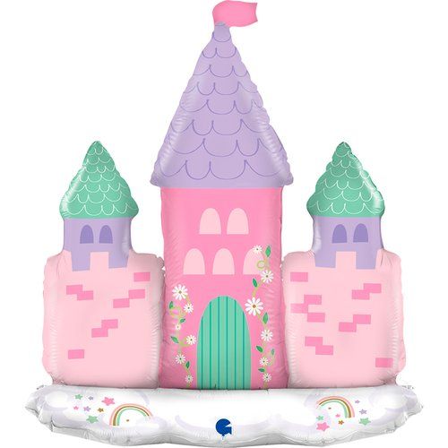 Floor Standing Foil Pink Castle 76cm (29in)- Air Only