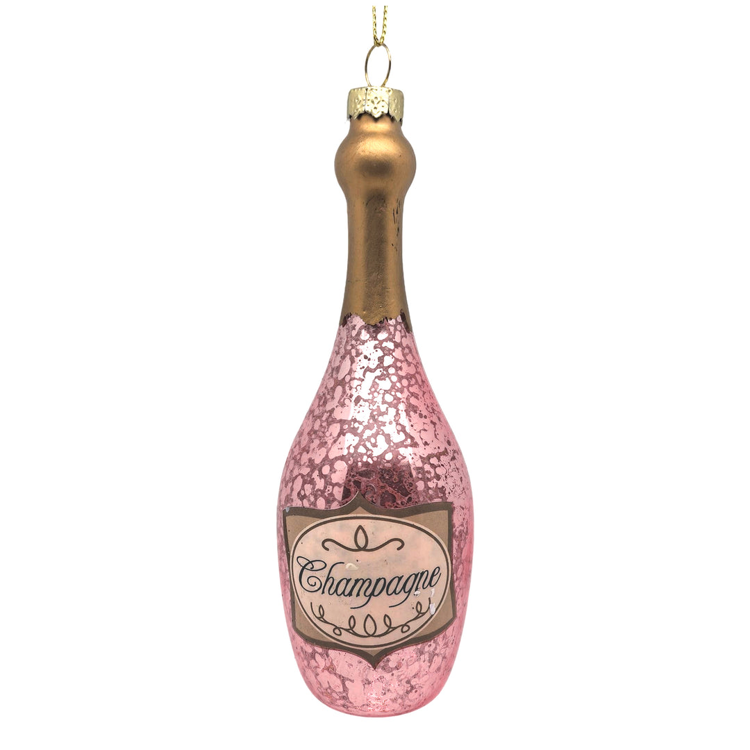 Pink Champagne Bottle Hanging Decoration - 14cm