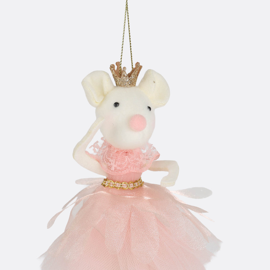 Pink Christmas Ballerina Mouse Hanging Ornament - 18cm