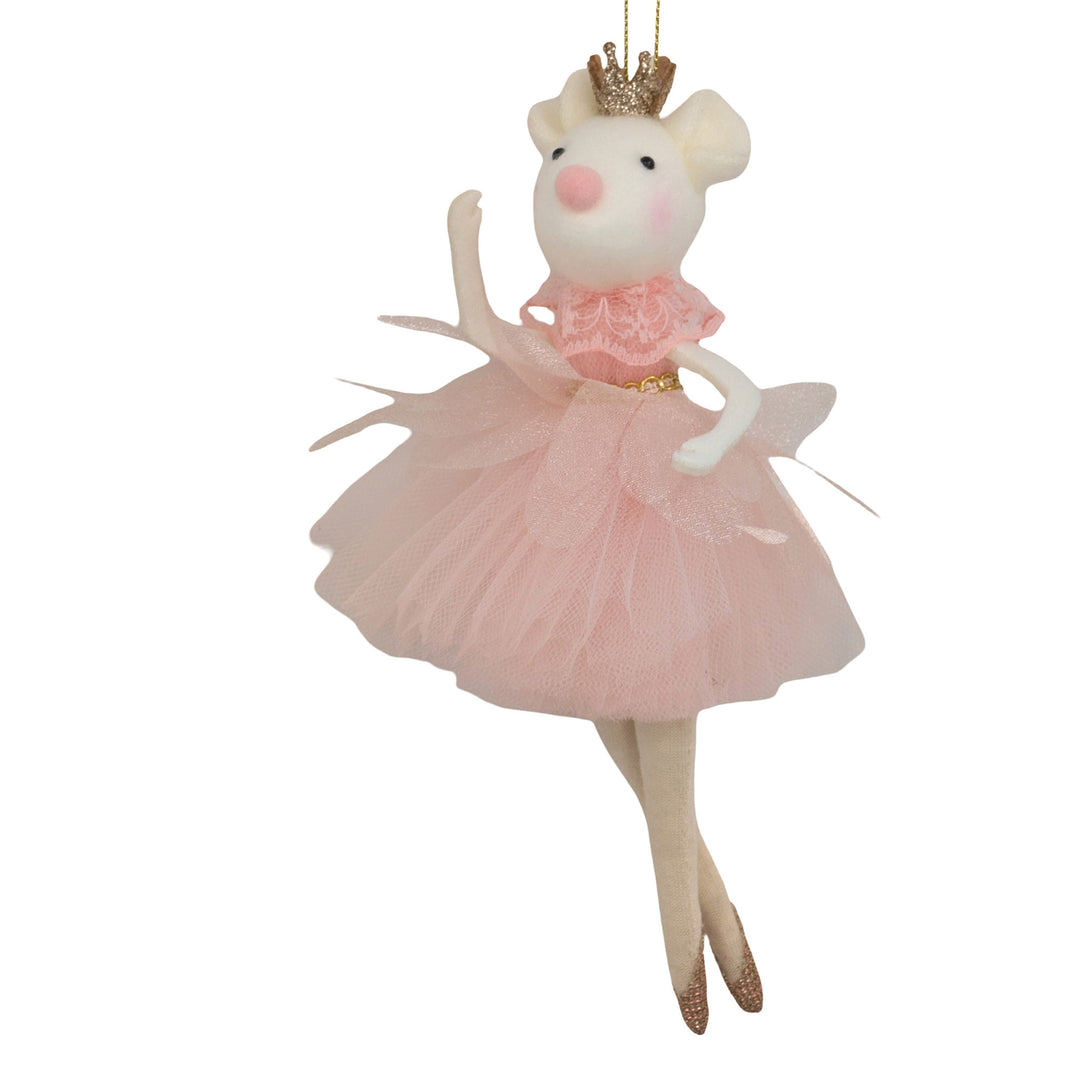 Pink Christmas Ballerina Mouse Hanging Ornament - 18cm