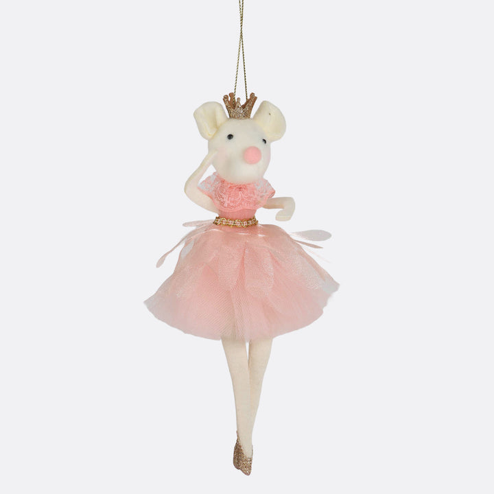 Pink Christmas Ballerina Mouse Hanging Ornament - 18cm
